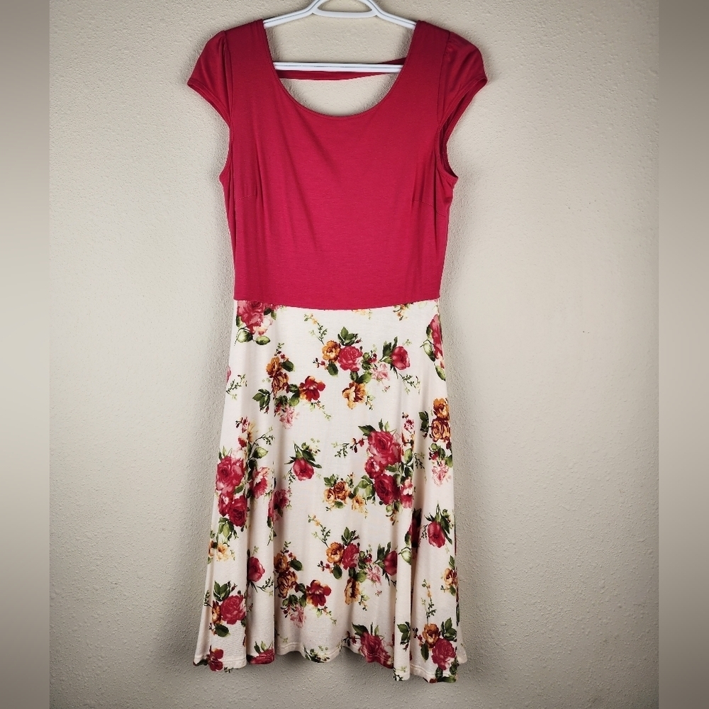 Gilli Spring Pink and Floral Cottagecore Flowy Modcloth Sleeve Dress Size Medium